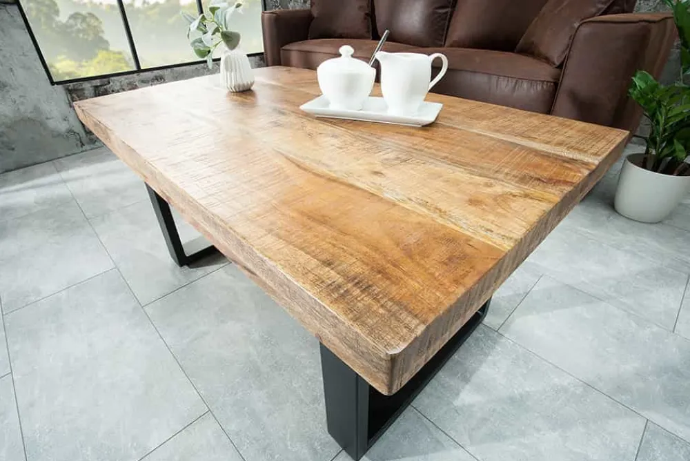 Riess-Ambiente Mehr...|Couchtische > Design Couchtisch IRON CRAFT 100cm Mangoholz Eisen Industrial Design massiv schwarzes Gestell