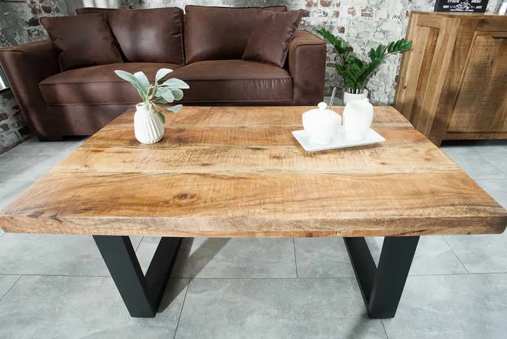 Riess-Ambiente Mehr...|Couchtische > Design Couchtisch IRON CRAFT 100cm Mangoholz Eisen Industrial Design massiv schwarzes Gestell
