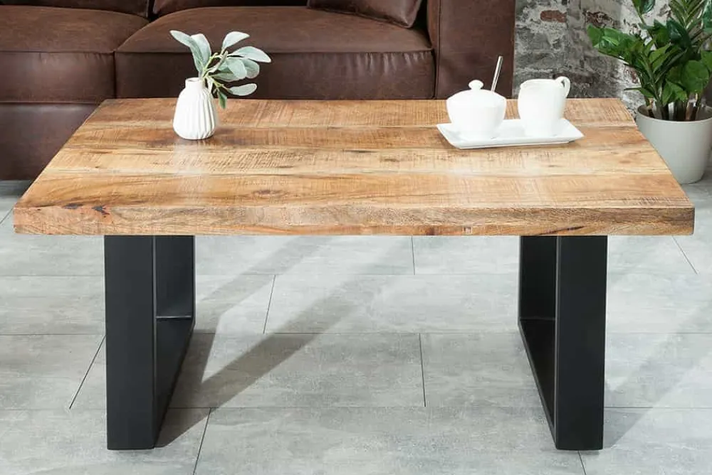Riess-Ambiente Mehr...|Couchtische > Design Couchtisch IRON CRAFT 100cm Mangoholz Eisen Industrial Design massiv schwarzes Gestell