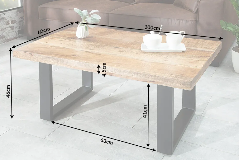 Riess-Ambiente Mehr...|Couchtische > Design Couchtisch IRON CRAFT 100cm Mangoholz Eisen Industrial Design massiv schwarzes Gestell