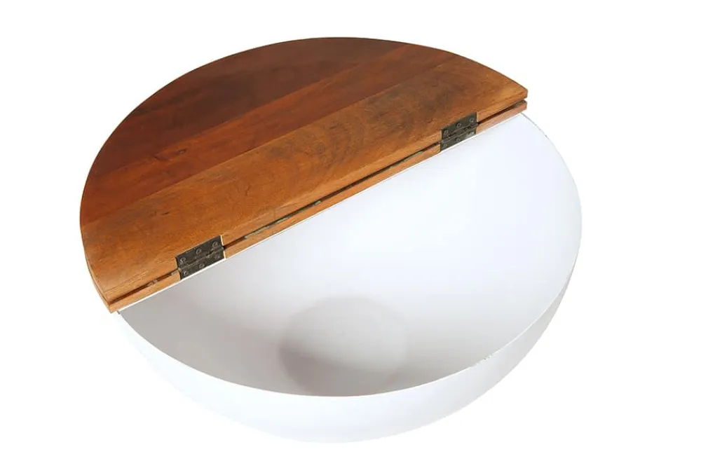 Riess-Ambiente Mehr...|Couchtische & Truhen > Design Couchtisch JAKARTA 70cm weiß Massivholz rund aus recycelten Fischerbooten mit Stauraum