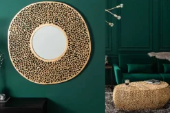 Riess-Ambiente Goldene Möbel|Couchtische & Truhen > Design Couchtisch LEAF 130cm gold Metall-Aluminium-Legierung handmade