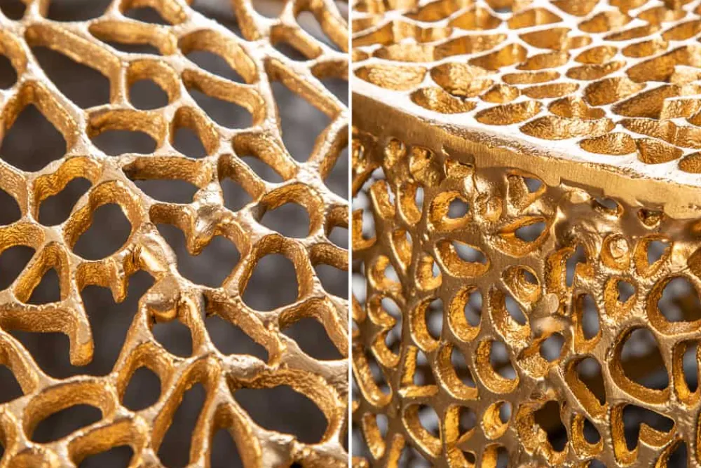 Riess-Ambiente Goldene Möbel|Couchtische & Truhen > Design Couchtisch LEAF 130cm gold Metall-Aluminium-Legierung handmade