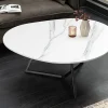 Riess-Ambiente Couchtische & Truhen > Design Couchtisch MARVELOUS 90cm weiß Marmor Keramik schwarzes Metall