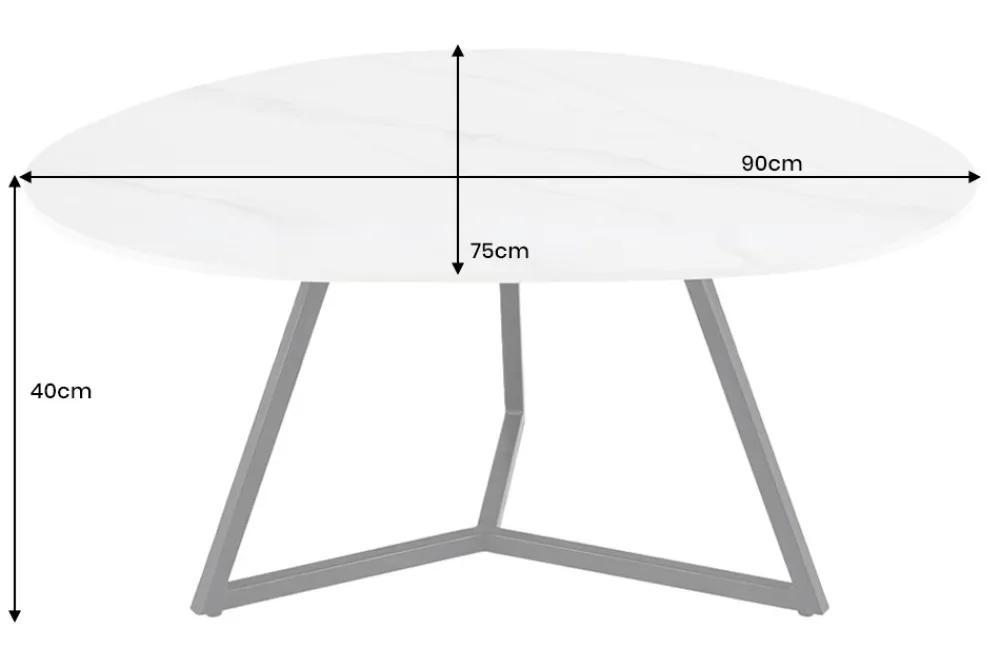 Riess-Ambiente Couchtische & Truhen > Design Couchtisch MARVELOUS 90cm weiß Marmor Keramik schwarzes Metall