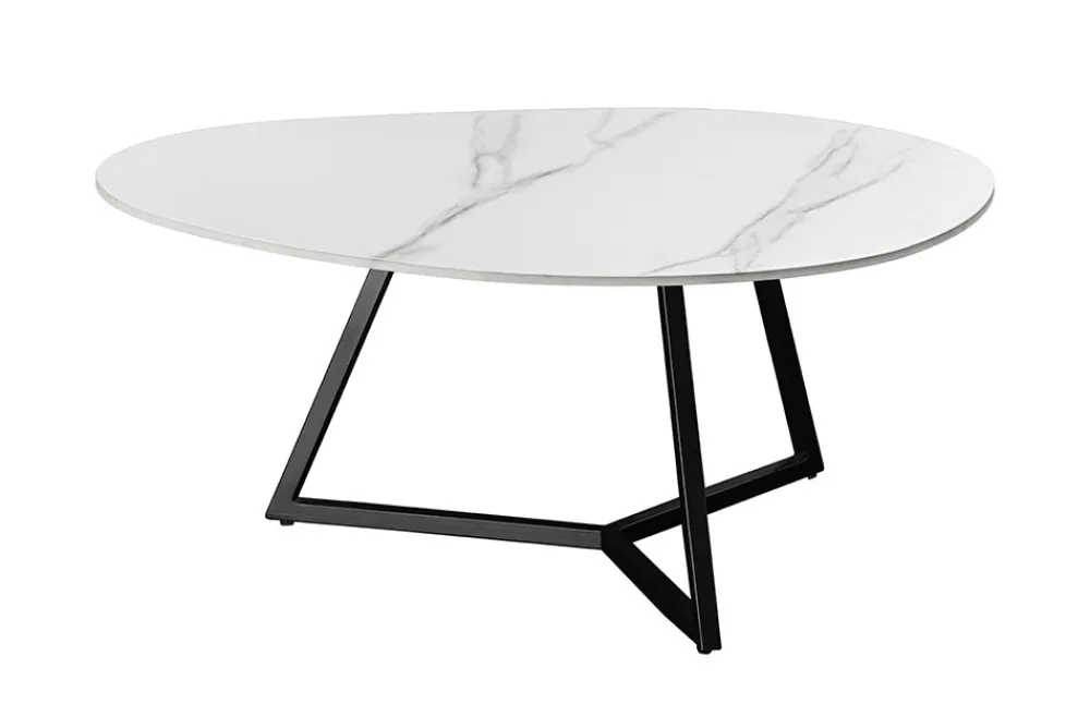 Riess-Ambiente Couchtische & Truhen > Design Couchtisch MARVELOUS 90cm weiß Marmor Keramik schwarzes Metall