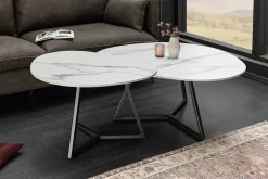 Riess-Ambiente Couchtische & Truhen > Design Couchtisch MARVELOUS 70cm weiß Marmor Keramik schwarzes Metall