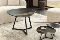 Riess-Ambiente Couchtische & Truhen > Design Couchtisch MARVELOUS 70cm schwarz gold sand AURORA ORO Keramik Metall