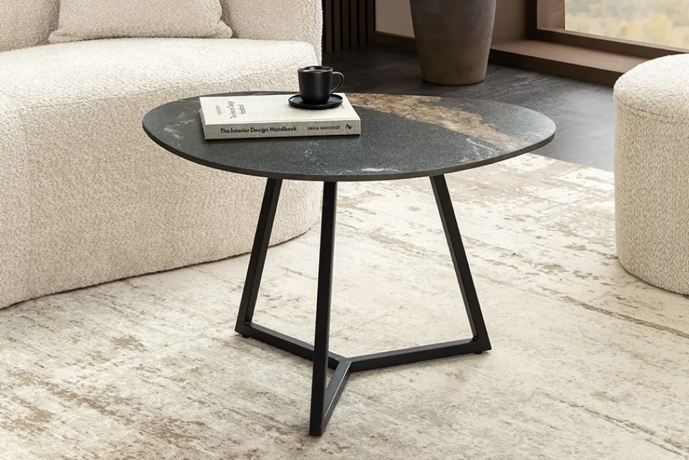 Riess-Ambiente Couchtische & Truhen > Design Couchtisch MARVELOUS 70cm schwarz gold sand AURORA ORO Keramik Metall