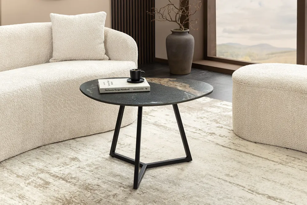 Riess-Ambiente Couchtische & Truhen > Design Couchtisch MARVELOUS 70cm schwarz gold sand AURORA ORO Keramik Metall
