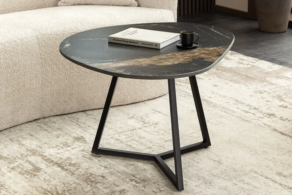 Riess-Ambiente Couchtische & Truhen > Design Couchtisch MARVELOUS 70cm schwarz gold sand AURORA ORO Keramik Metall