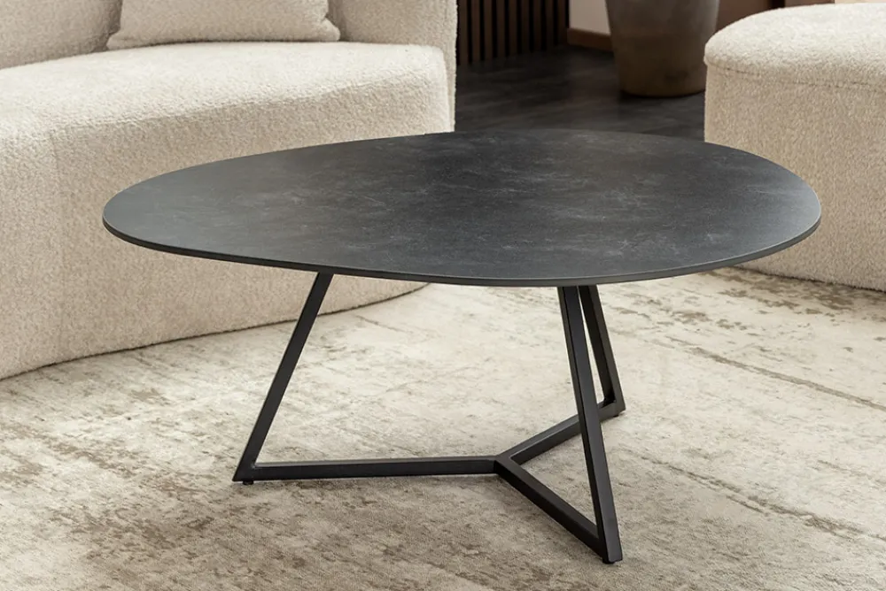 Riess-Ambiente Couchtische & Truhen > Design Couchtisch MARVELOUS 90cm anthrazit Marmor Keramik schwarzes Metall