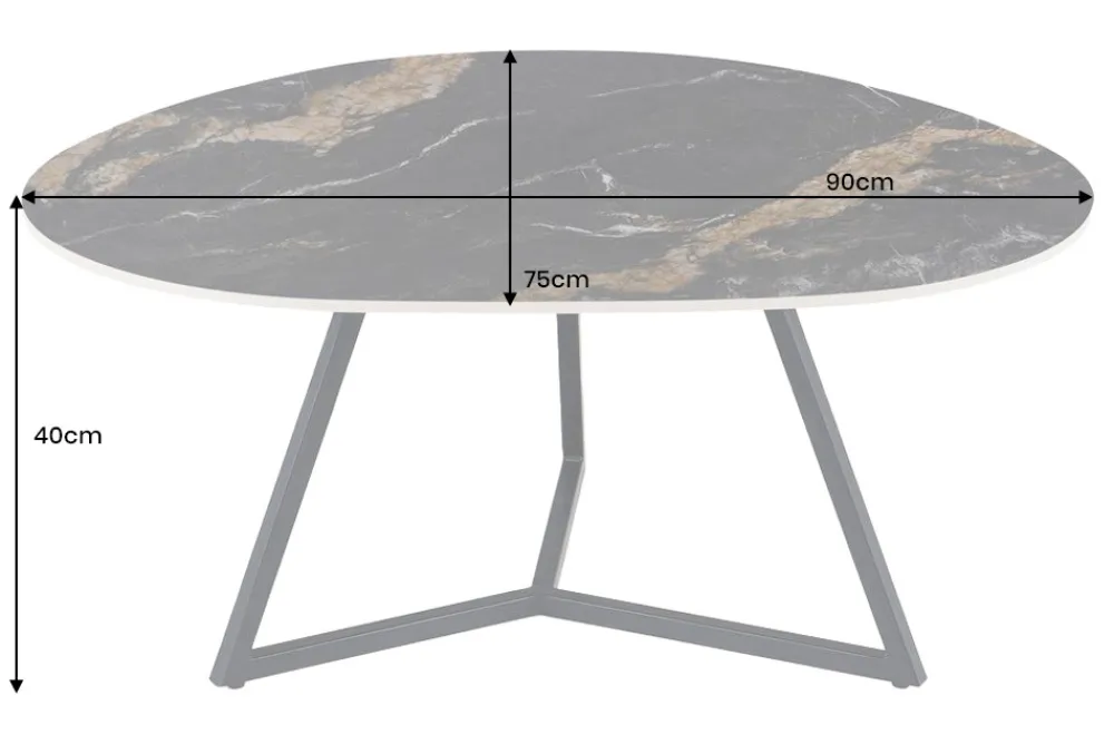 Riess-Ambiente Couchtische & Truhen > Design Couchtisch MARVELOUS 90cm schwarz gold sand Aurora Oro Keramik Metall