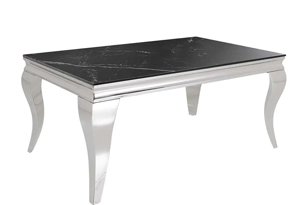 Riess-Ambiente Couchtische & Truhen > Design Couchtisch MODERN BAROCK 100cm schwarz anthrazit chrom Keramik Marmor