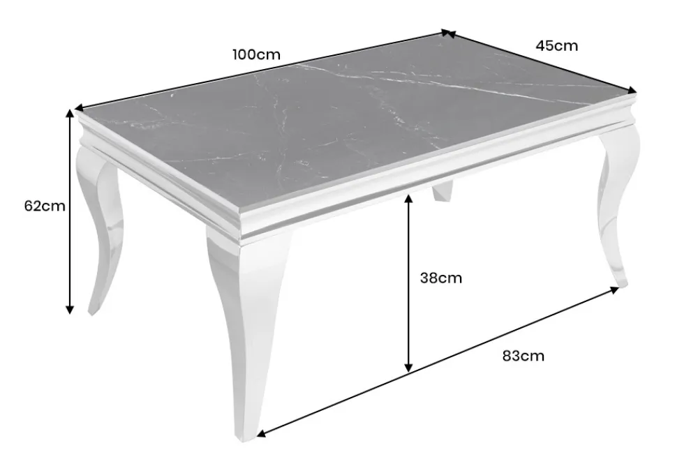 Riess-Ambiente Couchtische & Truhen > Design Couchtisch MODERN BAROCK 100cm schwarz anthrazit chrom Keramik Marmor