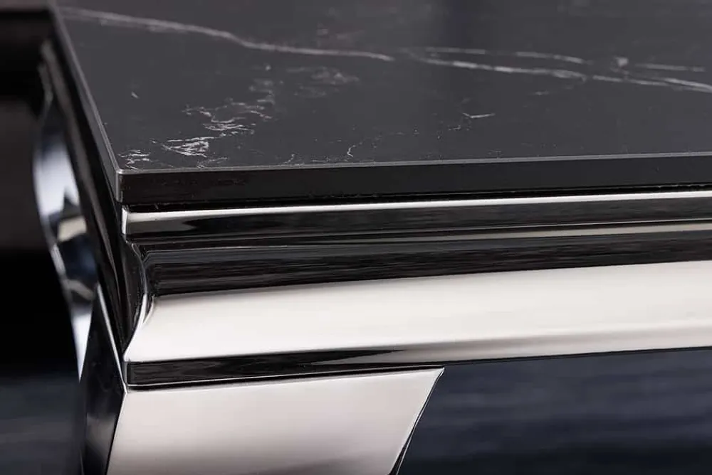 Riess-Ambiente Couchtische & Truhen > Design Couchtisch MODERN BAROCK 100cm schwarz anthrazit chrom Keramik Marmor
