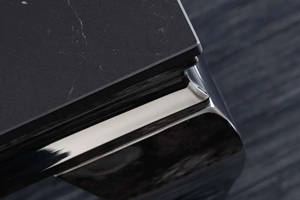Riess-Ambiente Couchtische & Truhen > Design Couchtisch MODERN BAROCK 100cm schwarz anthrazit chrom Keramik Marmor