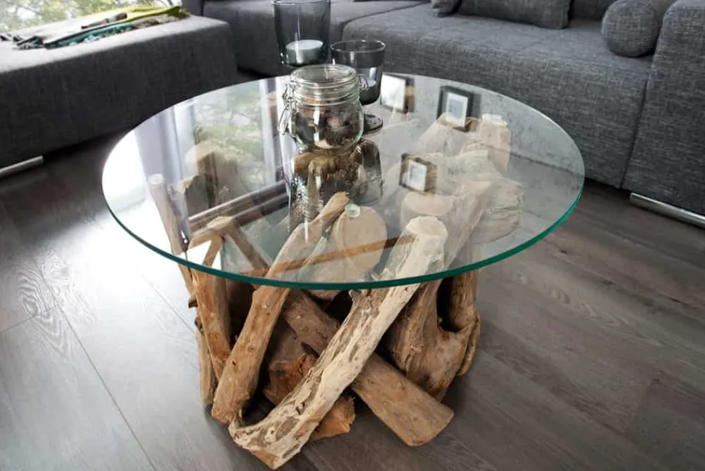 Riess-Ambiente Beistelltische|Mehr... > Design Couchtisch NATURE LOUNGE 60cm Teakholz mit runder Glasplatte Beistelltisch