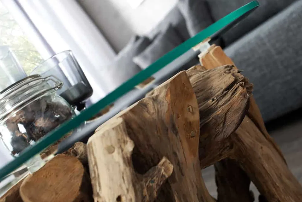 Riess-Ambiente Beistelltische|Mehr... > Design Couchtisch NATURE LOUNGE 60cm Teakholz mit runder Glasplatte Beistelltisch