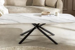 Riess-Ambiente Couchtische & Truhen > Design Couchtisch OSAKA 110cm weiß Keramik schwarz Sterngestell Metall