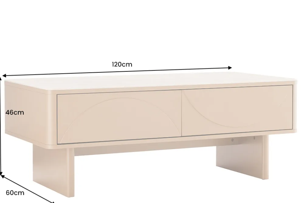 Riess-Ambiente Couchtische & Truhen|Retro Möbel > Design Couchtisch SAVOY 120cm grau beige greige Keramik Travertin mit Schublade