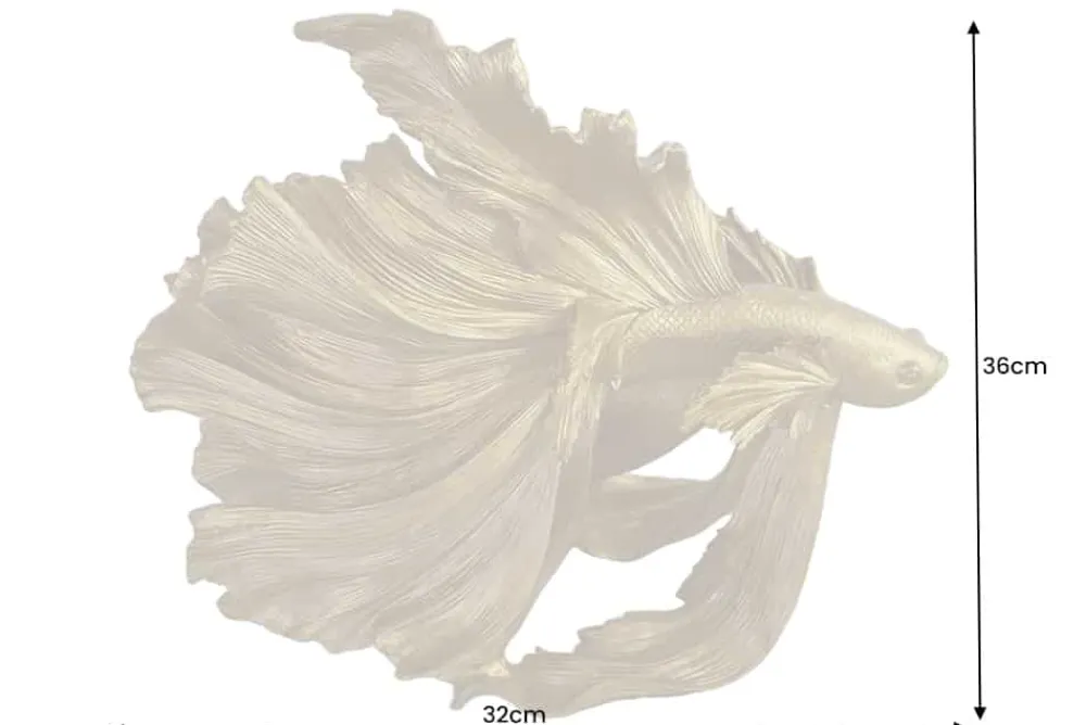 Riess-Ambiente Dekoration|Goldene Möbel > Design Deko Figur Kampffisch CROWNTAIL 35cm gold Betta Fisch Skulptur