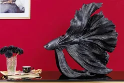 Riess-Ambiente Dekoration > Design Deko Figur Kampffisch CROWNTAIL 65cm schwarz Betta Fisch Skulptur