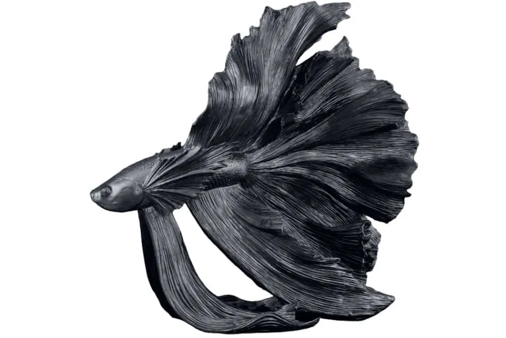 Riess-Ambiente Dekoration > Design Deko Figur Kampffisch CROWNTAIL 65cm schwarz Betta Fisch Skulptur