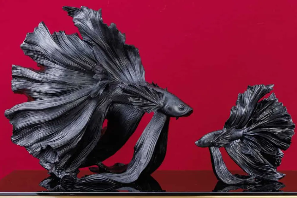 Riess-Ambiente Dekoration > Design Deko Figur Kampffisch CROWNTAIL 65cm schwarz Betta Fisch Skulptur
