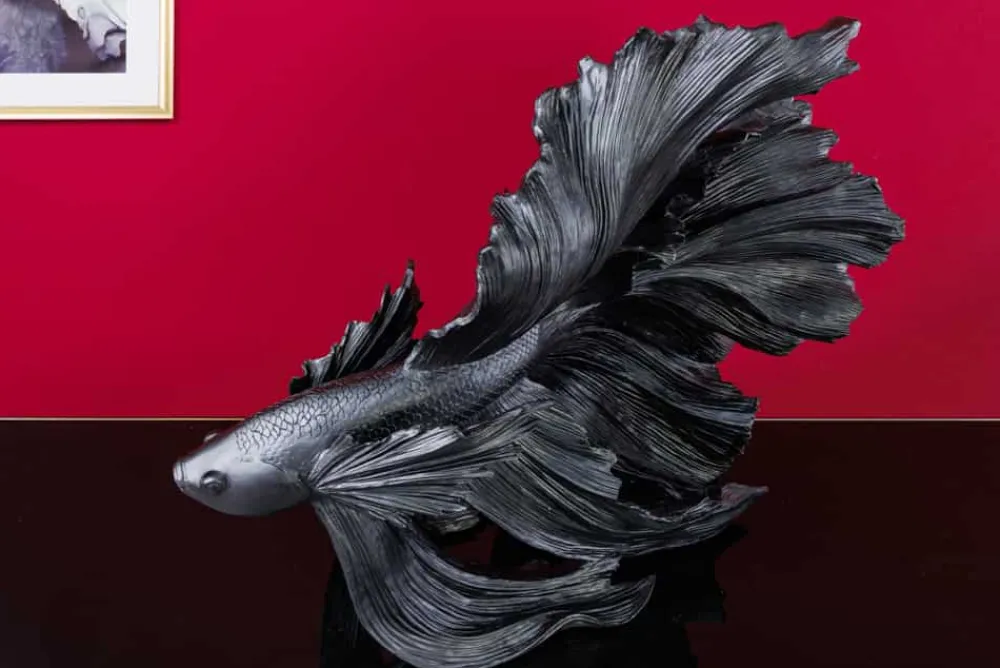 Riess-Ambiente Dekoration > Design Deko Figur Kampffisch CROWNTAIL 65cm schwarz Betta Fisch Skulptur