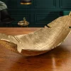 Riess-Ambiente Goldene Möbel|Schalen > Design Deko Schale GOLD LEAF 65cm gold Blatt Design Metall Handarbeit