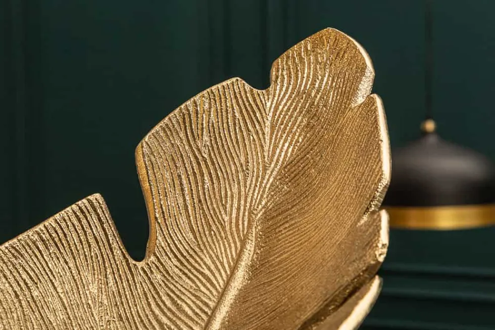 Riess-Ambiente Goldene Möbel|Schalen > Design Deko Schale GOLD LEAF 65cm gold Blatt Design Metall Handarbeit