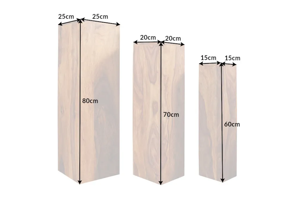 Riess-Ambiente Mehr...|Mehr... > Design Deko Säule 3er Set MAKASSAR 80cm braun Sheesham stone finish Handarbeit