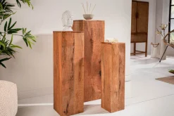 Riess-Ambiente Mehr...|Mehr... > Design Deko Säule 3er Set MAKASSAR 80cm Mangoholz Handarbeit