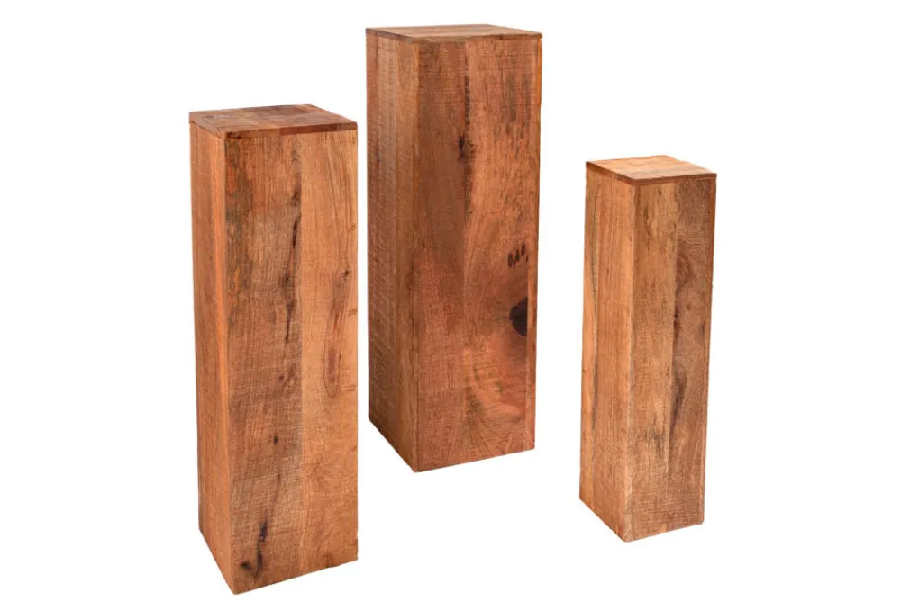 Riess-Ambiente Mehr...|Mehr... > Design Deko Säule 3er Set MAKASSAR 80cm Mangoholz Handarbeit