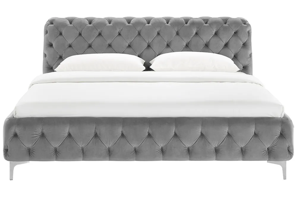 Riess-Ambiente Polsterbetten|Samt Möbel > Design Doppelbett MODERN BAROCK 180x200cm grau Samt Chesterfield