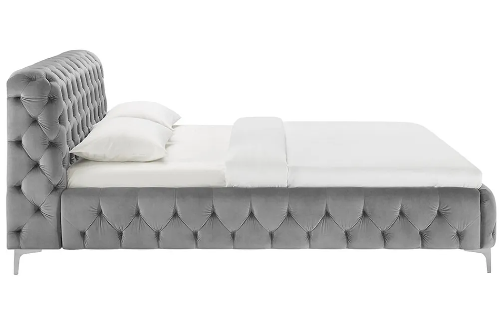 Riess-Ambiente Polsterbetten|Samt Möbel > Design Doppelbett MODERN BAROCK 180x200cm grau Samt Chesterfield