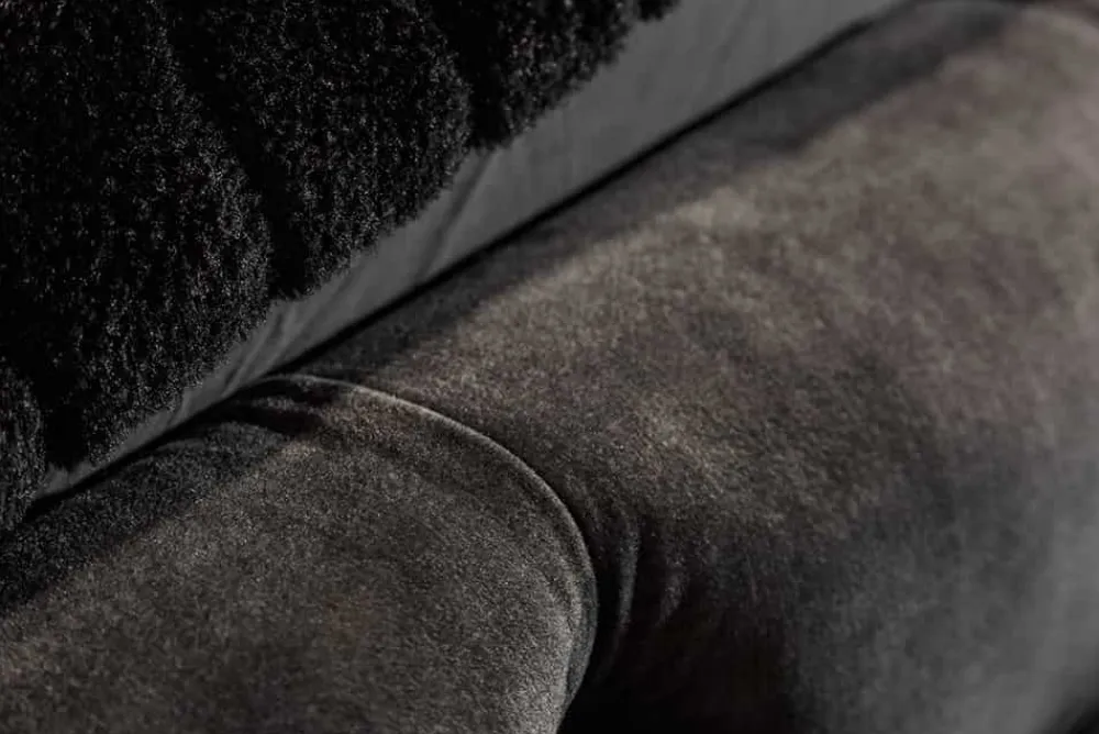 Riess-Ambiente Polsterbetten|Samt Möbel > Design Doppelbett PARIS 160x200cm grau Samt Chesterfield Polsterbett