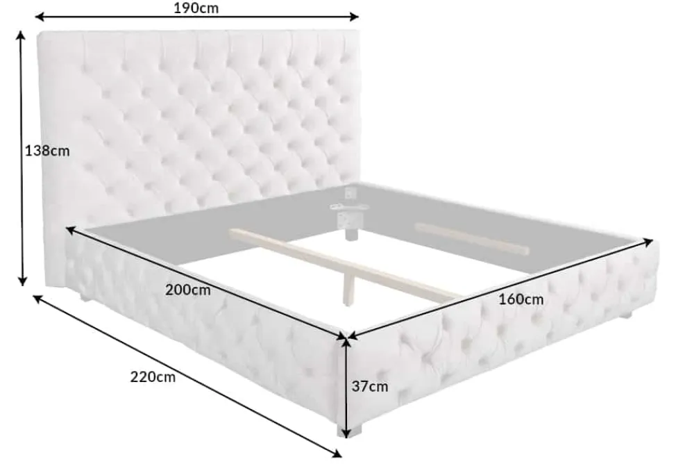 Riess-Ambiente Polsterbetten|Samt Möbel > Design Doppelbett PARIS 160x200cm grau Samt Chesterfield Polsterbett