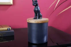 Riess-Ambiente Dekoration > Design Dose PANTHER 20cm schwarz natur Mangoholz Panther-Figur Metall Dekoration