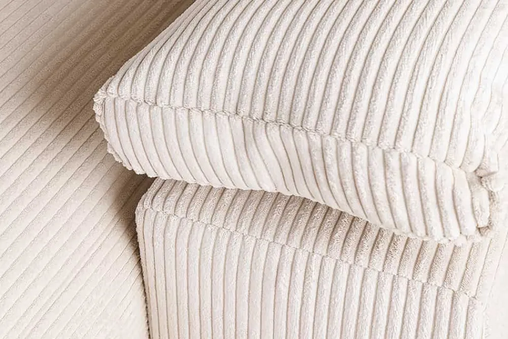 Riess-Ambiente Skandinavisch|Ecksofa > Design Ecksofa ATMOSPHERE XL 245cm champagner beige Cord Federkern inkl. Kissen