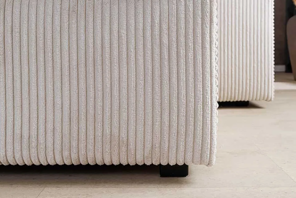 Riess-Ambiente Skandinavisch|Ecksofa > Design Ecksofa ATMOSPHERE XL 245cm champagner beige Cord Federkern inkl. Kissen