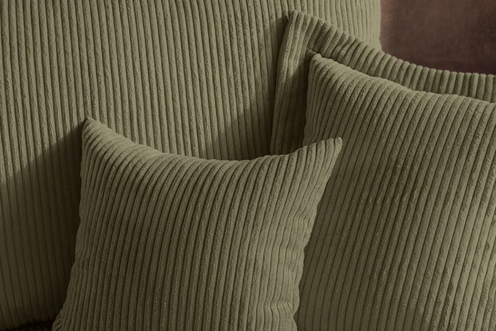Riess-Ambiente Skandinavisch|Ecksofa > Design Ecksofa ATMOSPHERE XL 245cm grün Cord Federkern inkl. Kissen
