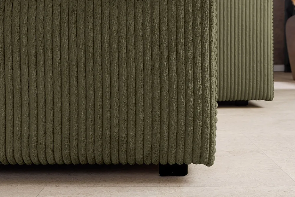 Riess-Ambiente Skandinavisch|Ecksofa > Design Ecksofa ATMOSPHERE XL 245cm grün Cord Federkern inkl. Kissen