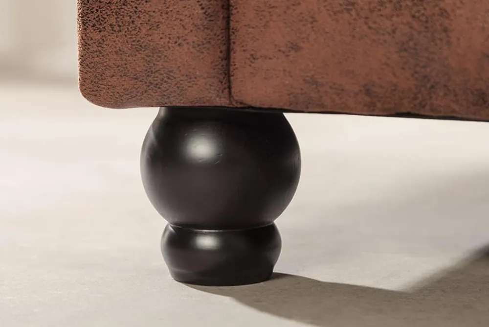 Riess-Ambiente Ecksofa > Design Ecksofa CHESTERFIELD 270cm antik braun Microfaser Federkern Ottomane links Vintage