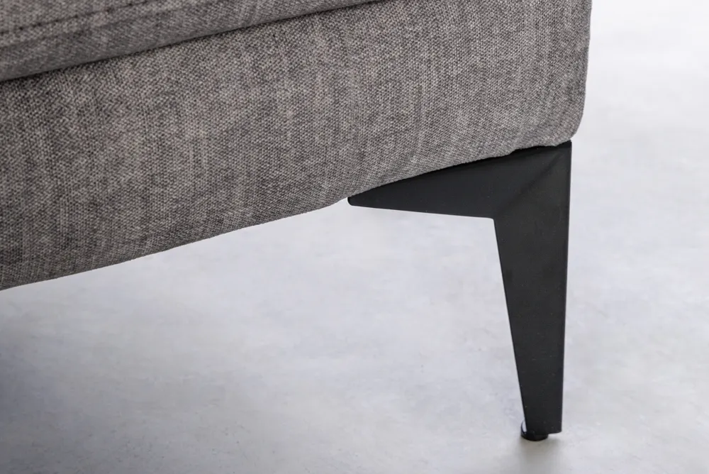 Riess-Ambiente Samt Möbel|Ecksofa > Design Ecksofa MANHATTAN 295cm dunkelgrau Samt Federkern 3-Sitzer Metallfüße