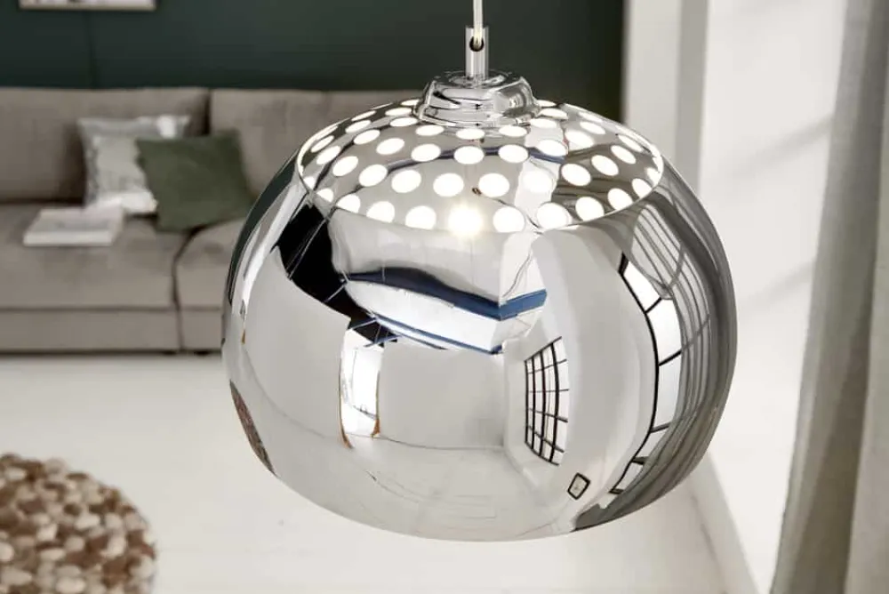 Riess-Ambiente Hängelampen|Retro Möbel > Designer Hängelampe CHROME BALL 32cm chrom Pendelleuchte Modern Design
