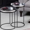 Riess-Ambiente Beistelltische > Design 2er Set Beistelltisch ELEMENTS 55cm silber Hammerschlag handmade rund