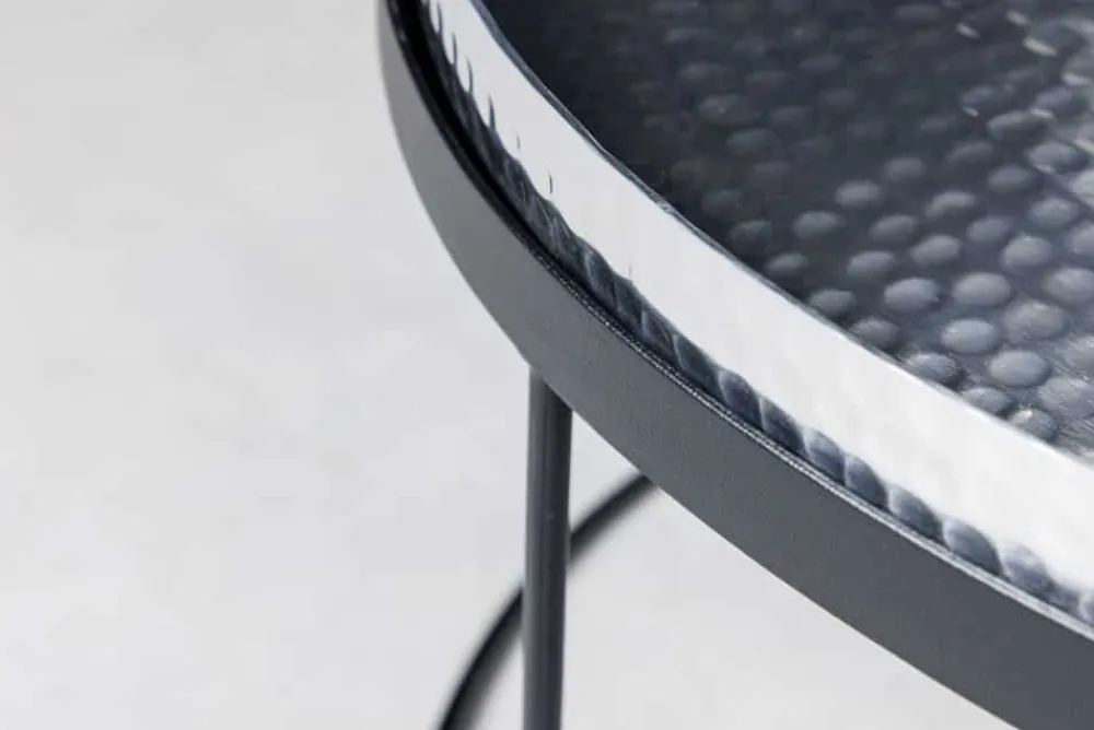 Riess-Ambiente Beistelltische > Design 2er Set Beistelltisch ELEMENTS 55cm silber Hammerschlag handmade rund