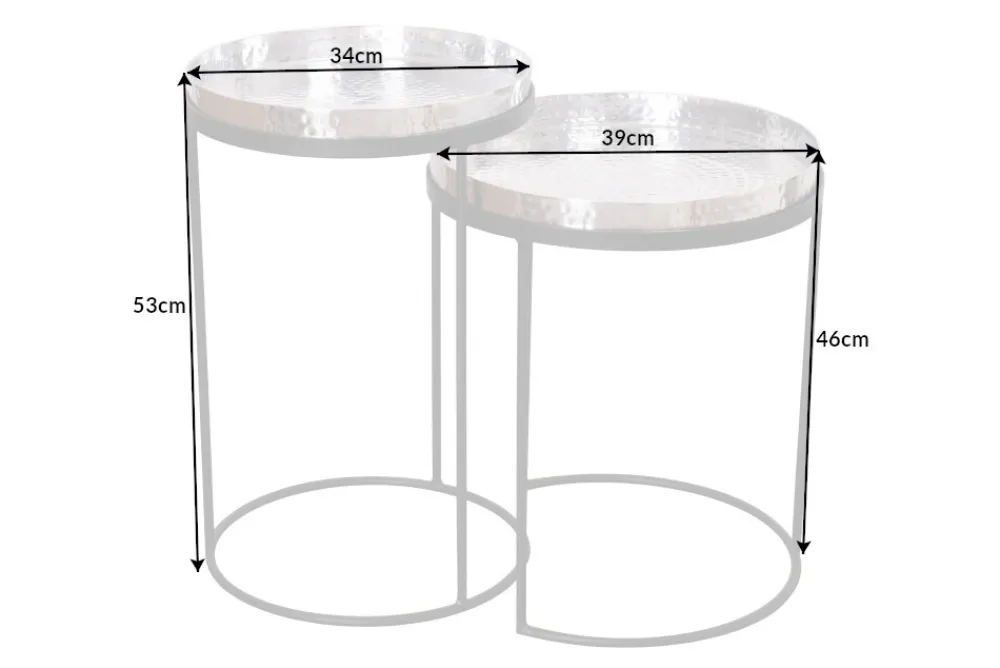 Riess-Ambiente Beistelltische > Design 2er Set Beistelltisch ELEMENTS 55cm silber Hammerschlag handmade rund